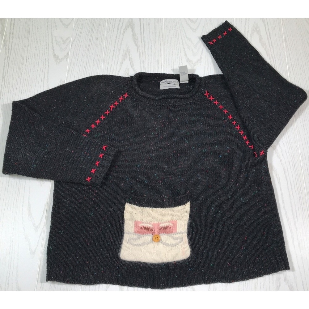 Vintage Hand Embroidered Sweater Women's L Front Pouch Cottagecore Christmas 90s